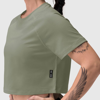 W018. AeroSilver® Cropped Tee - Sage | ASRV