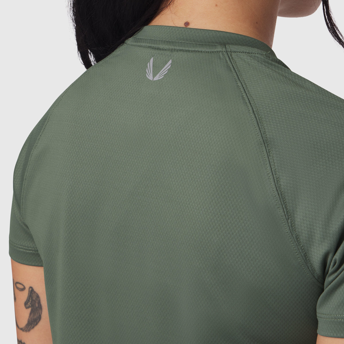 W018. AeroSilver® Cropped Tee - Sage | ASRV