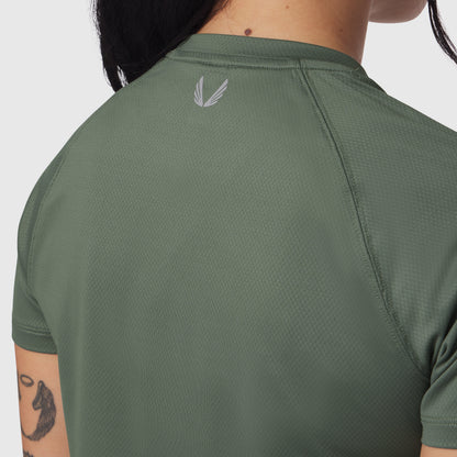 W018. AeroSilver® Cropped Tee - Sage | ASRV