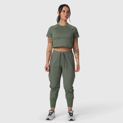 W018. AeroSilver® Cropped Tee - Sage | ASRV