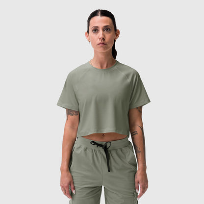 W018. AeroSilver® Cropped Tee - Sage | ASRV