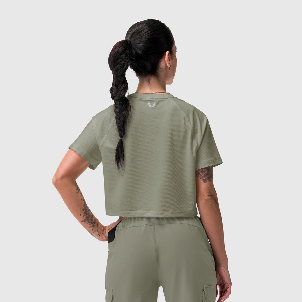 W018. AeroSilver® Cropped Tee - Sage | ASRV