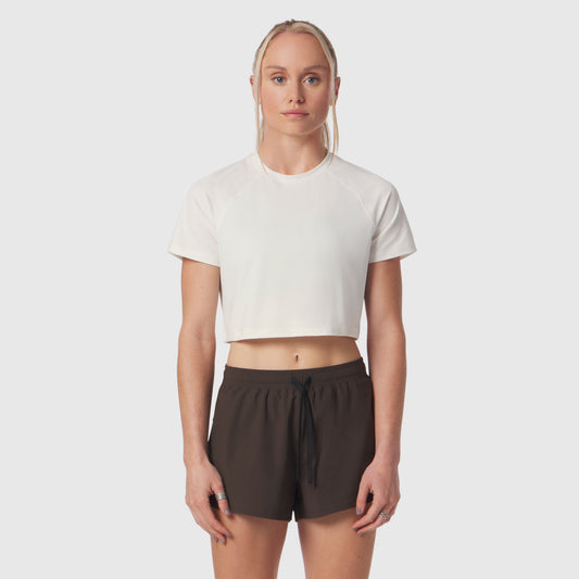 W018. AeroSilver® Cropped Tee - Ivory Cream | ASRV