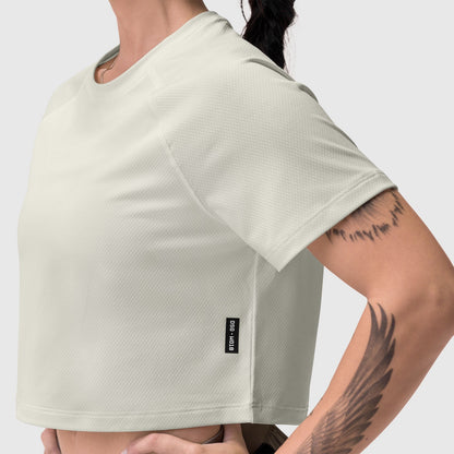 W018. AeroSilver® Cropped Tee - Ivory Cream | ASRV