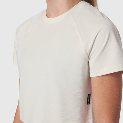W018. AeroSilver® Cropped Tee - Ivory Cream | ASRV