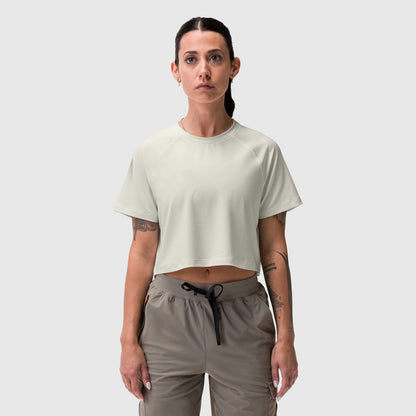 W018. AeroSilver® Cropped Tee - Ivory Cream | ASRV