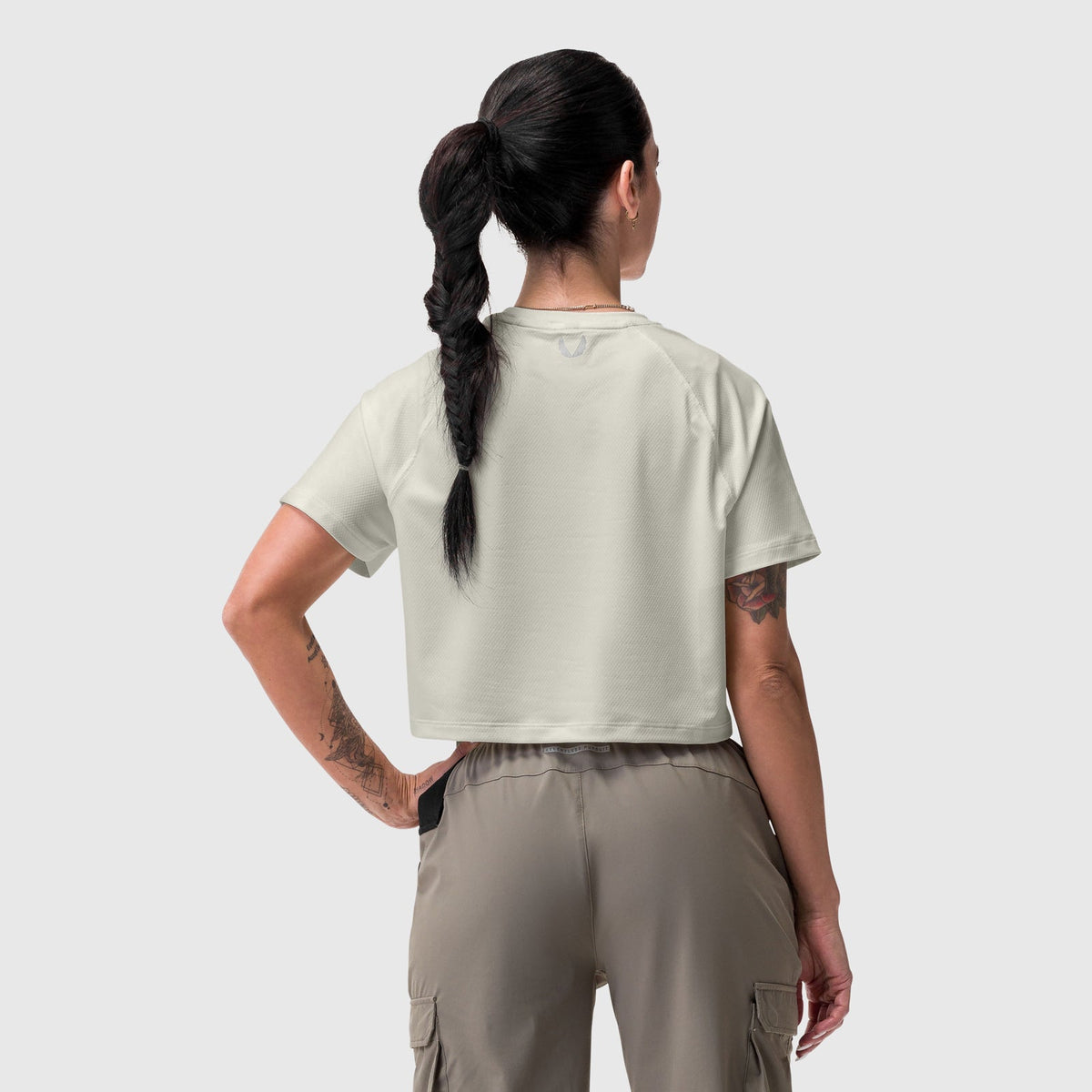 W018. AeroSilver® Cropped Tee - Ivory Cream | ASRV