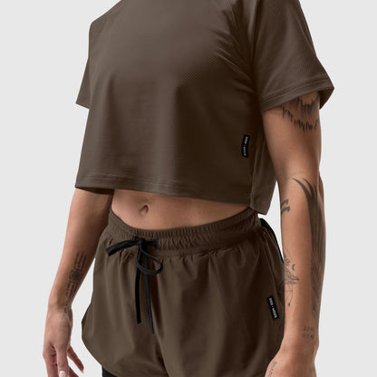 W018. AeroSilver® Cropped Tee - Dark Earth | ASRV