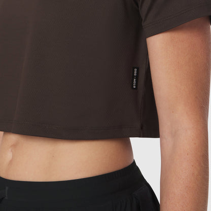 W018. AeroSilver® Cropped Tee - Dark Earth | ASRV
