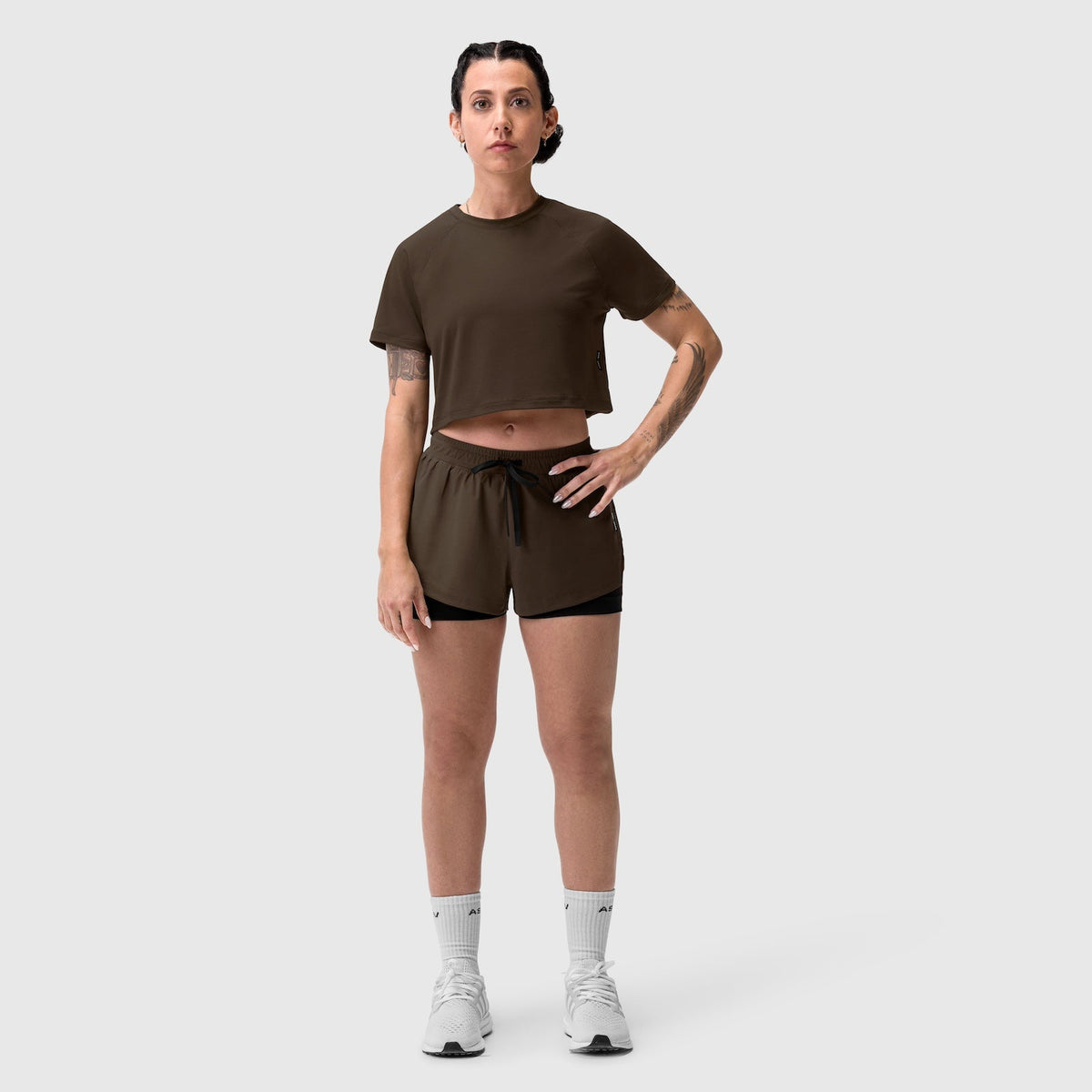 W018. AeroSilver® Cropped Tee - Dark Earth | ASRV