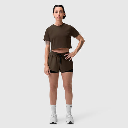 W018. AeroSilver® Cropped Tee - Dark Earth | ASRV