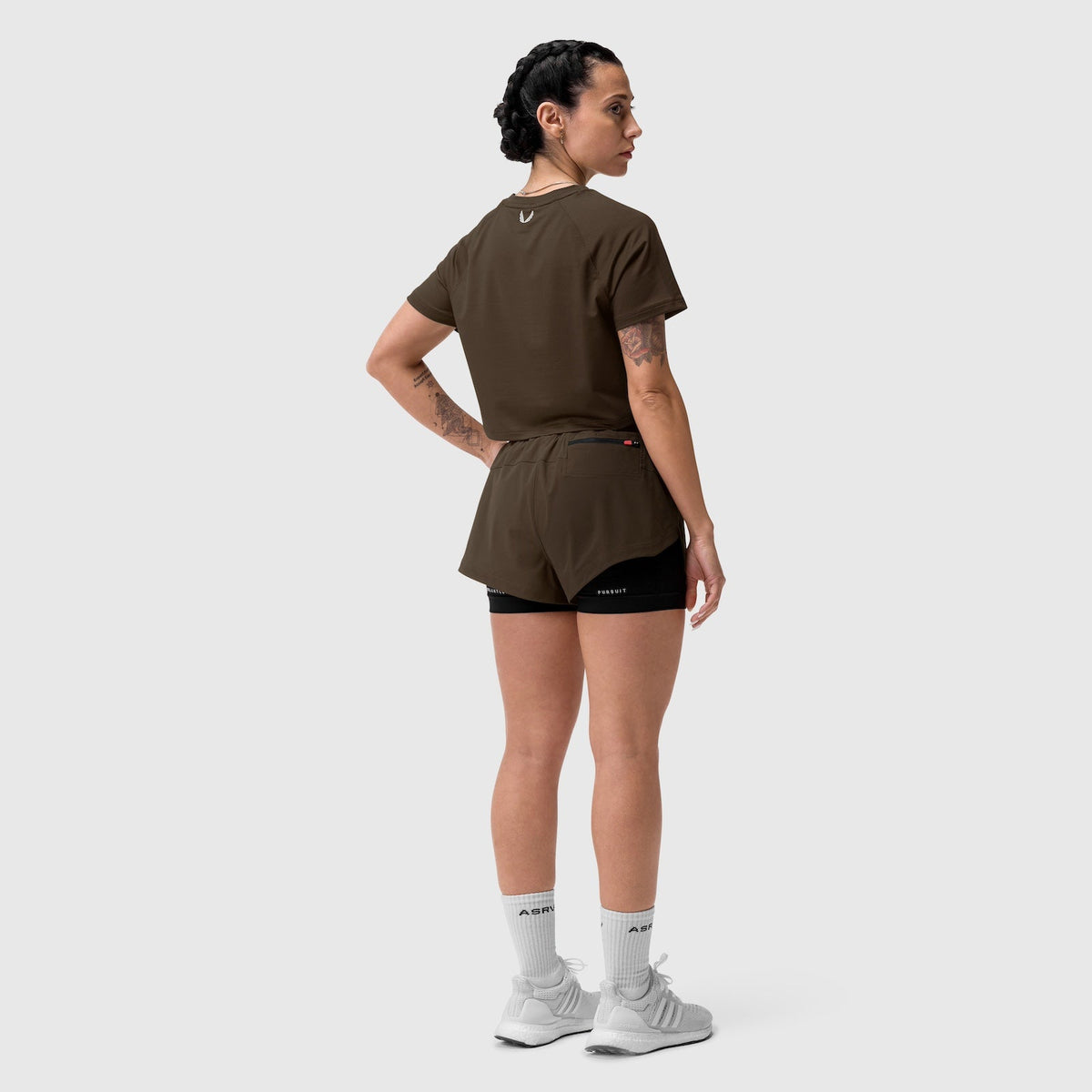 W018. AeroSilver® Cropped Tee - Dark Earth | ASRV
