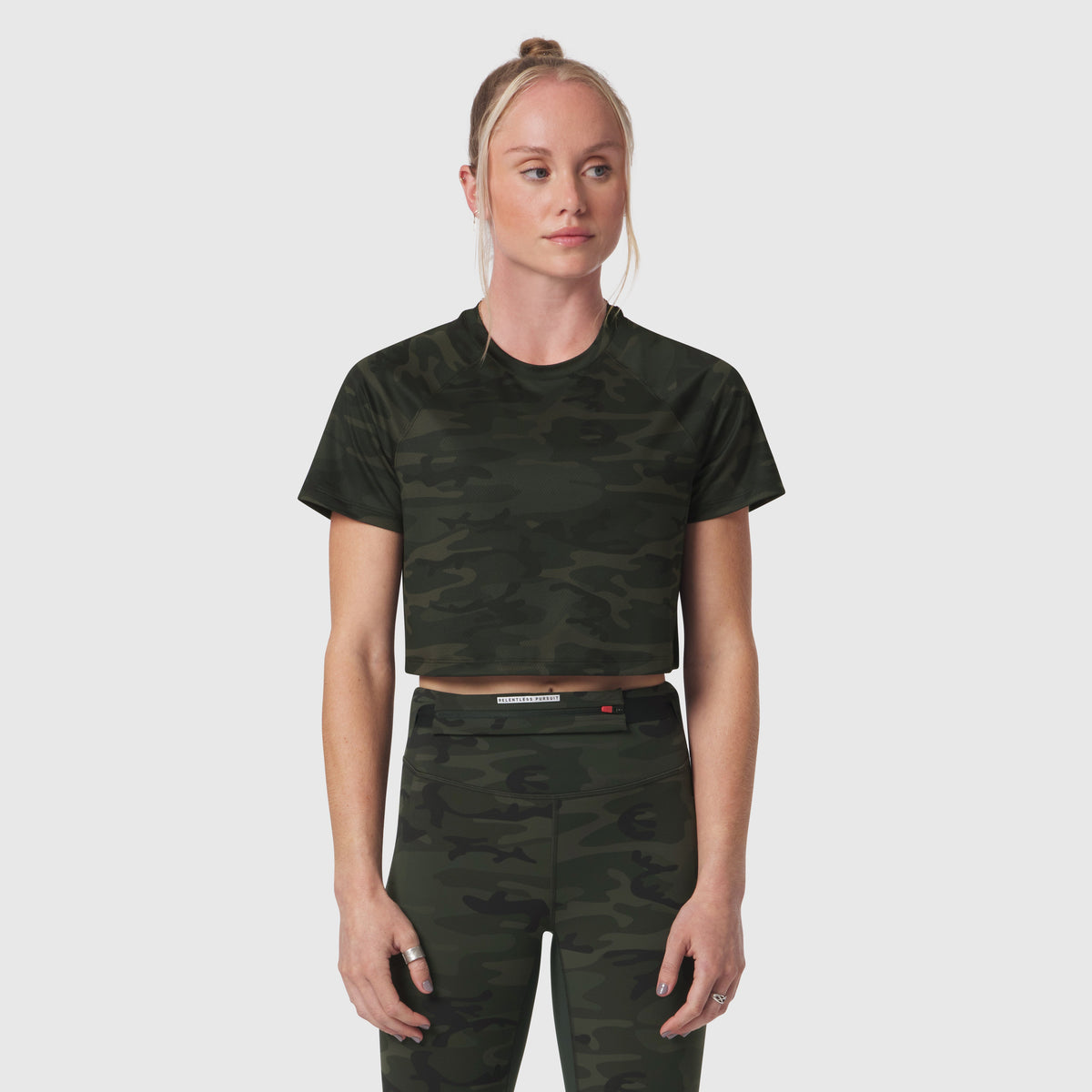 W018. AeroSilver® Cropped Tee - Dark Camo | ASRV