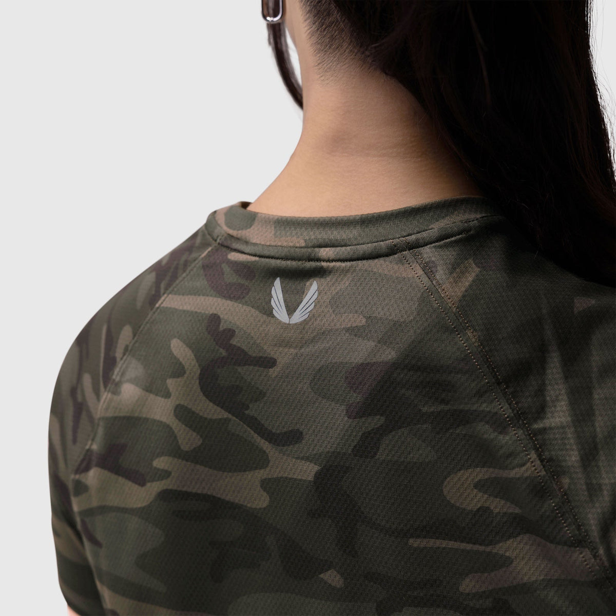 W018. AeroSilver® Cropped Tee - Dark Camo | ASRV