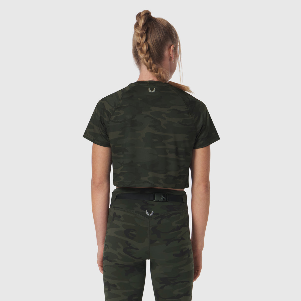 W018. AeroSilver® Cropped Tee - Dark Camo | ASRV