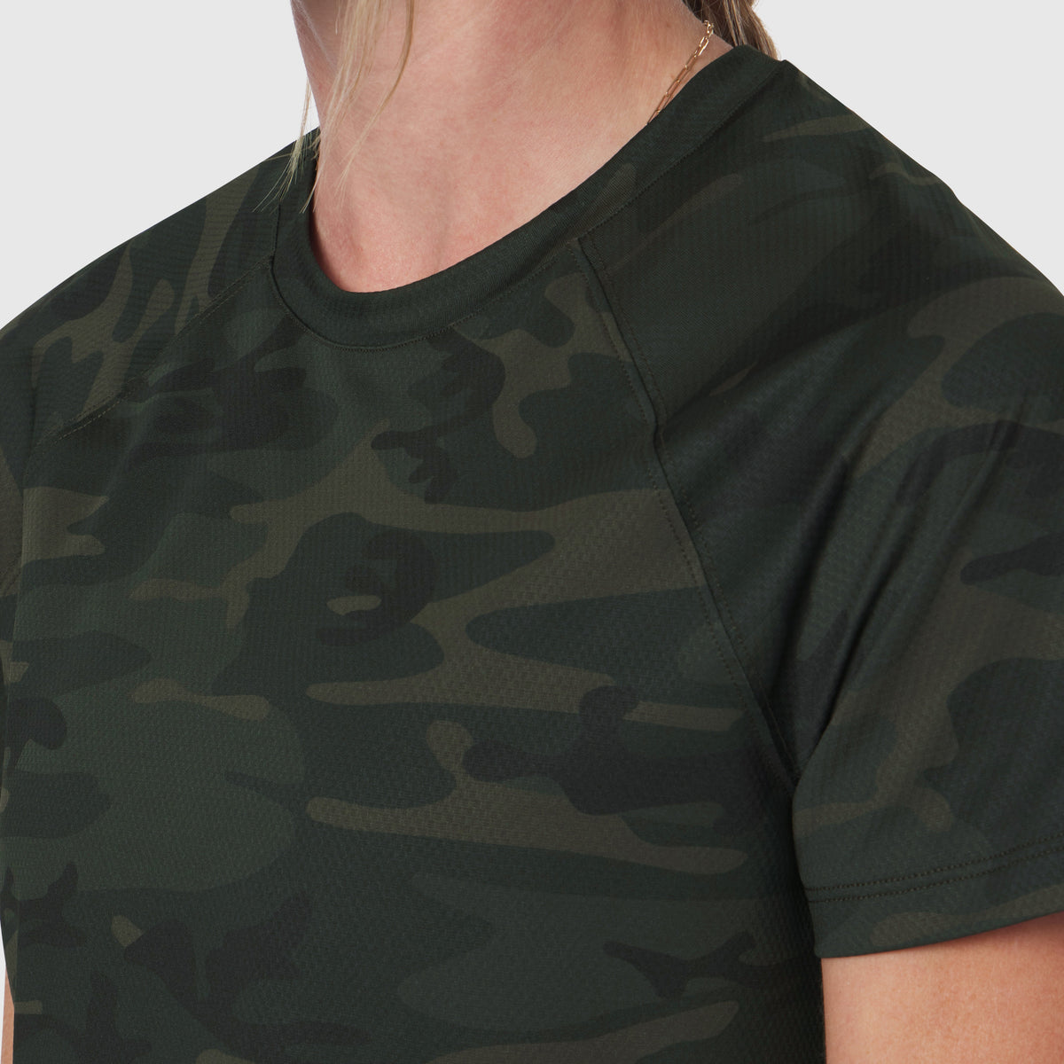 W018. AeroSilver® Cropped Tee - Dark Camo | ASRV