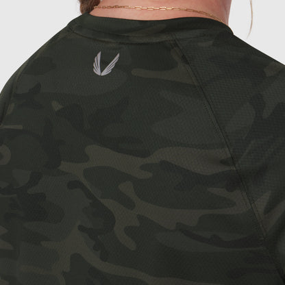 W018. AeroSilver® Cropped Tee - Dark Camo | ASRV