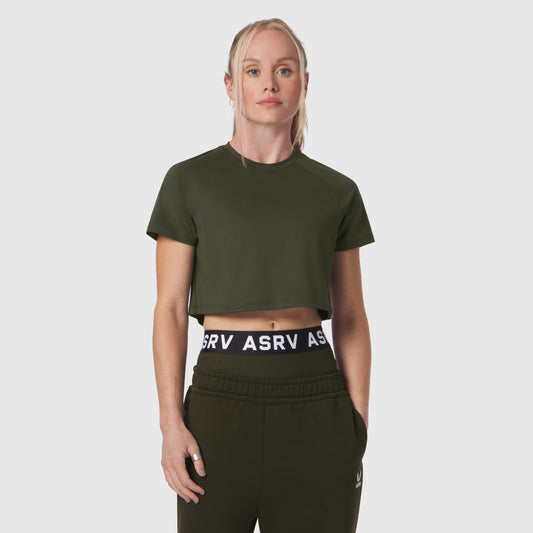 W018. AeroSilver® Cropped Tee - Olive | ASRV