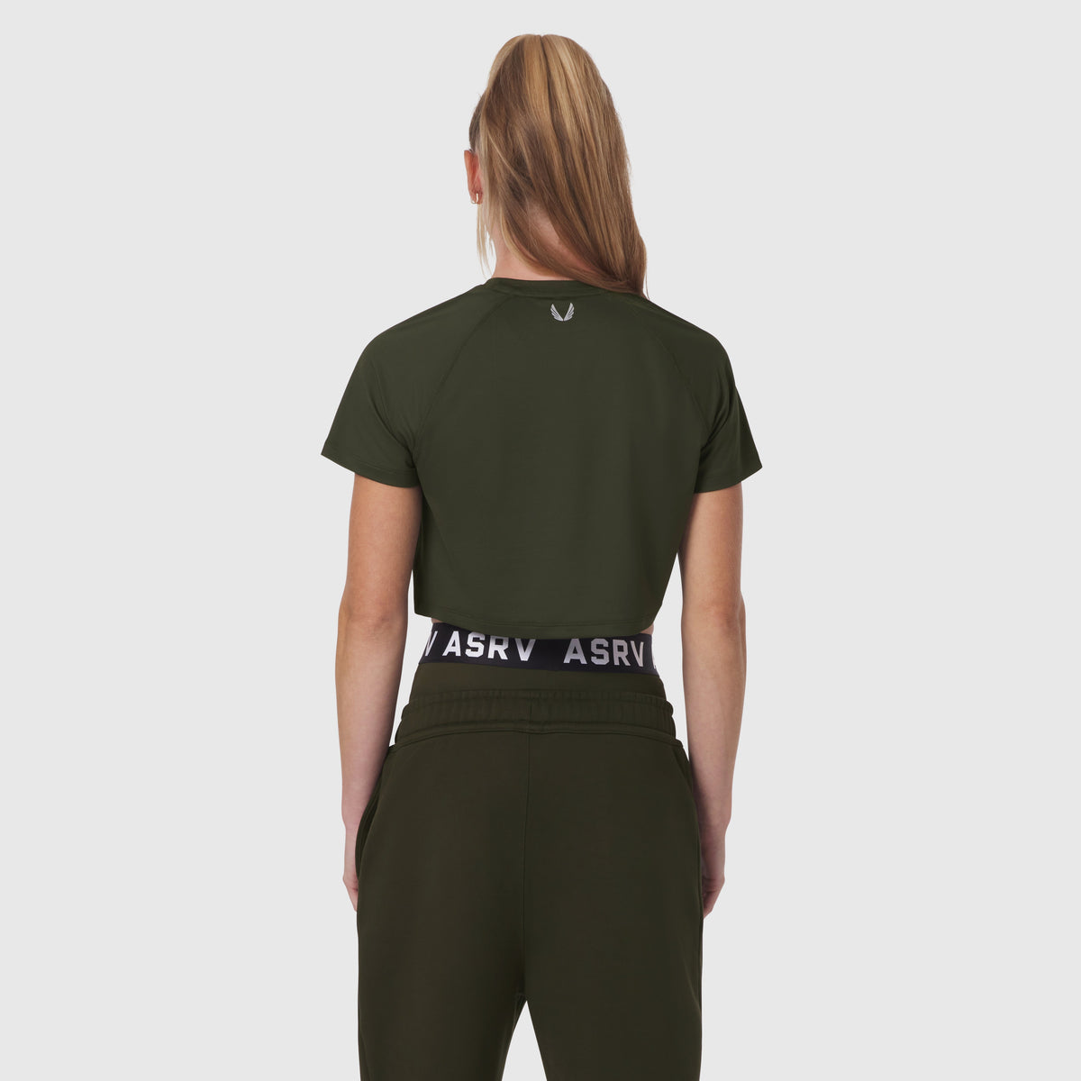 W018. AeroSilver® Cropped Tee - Olive | ASRV