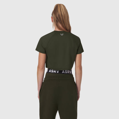 W018. AeroSilver® Cropped Tee - Olive | ASRV