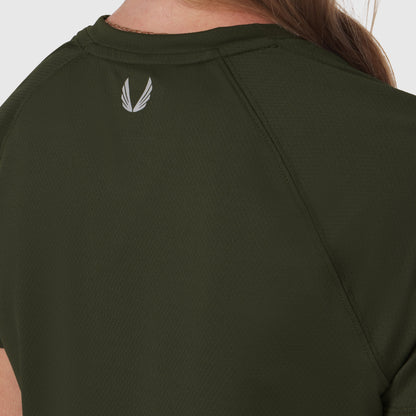 W018. AeroSilver® Cropped Tee - Olive | ASRV