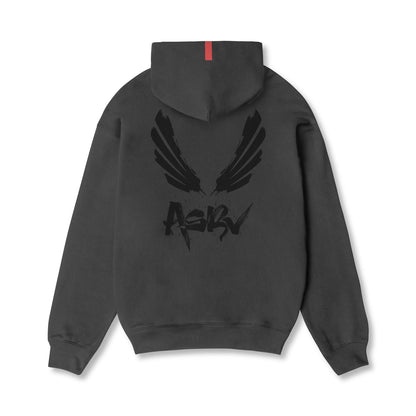 0874. Tech-Terry™ Zip Pocket Hoodie - Space Grey/Black "Brush Wings/AS | ASRV