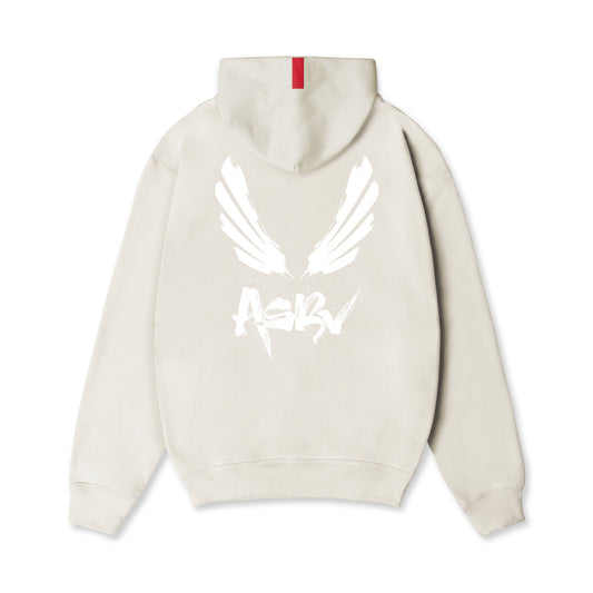 0874. Tech-Terry™ Zip Pocket Hoodie - Stone/White "Brush Wings/ASRV" | ASRV