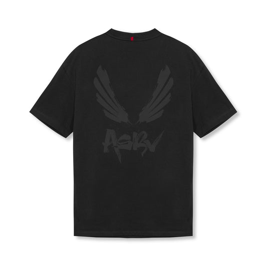 0797. Tech Essential™ Relaxed Tee - Black/Black "Brush Wings/ASRV" | ASRV