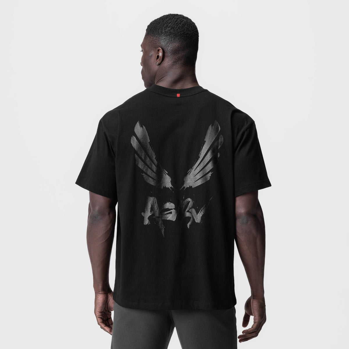 0797. Tech Essential™ Relaxed Tee - Black/Black "Brush Wings/ASRV" | ASRV