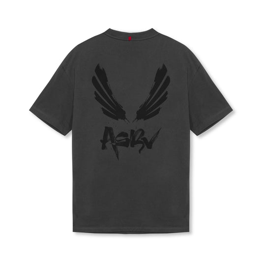 0797. Tech Essential™ Relaxed Tee - Space Grey/Black "Brush Wings/ASRV | ASRV
