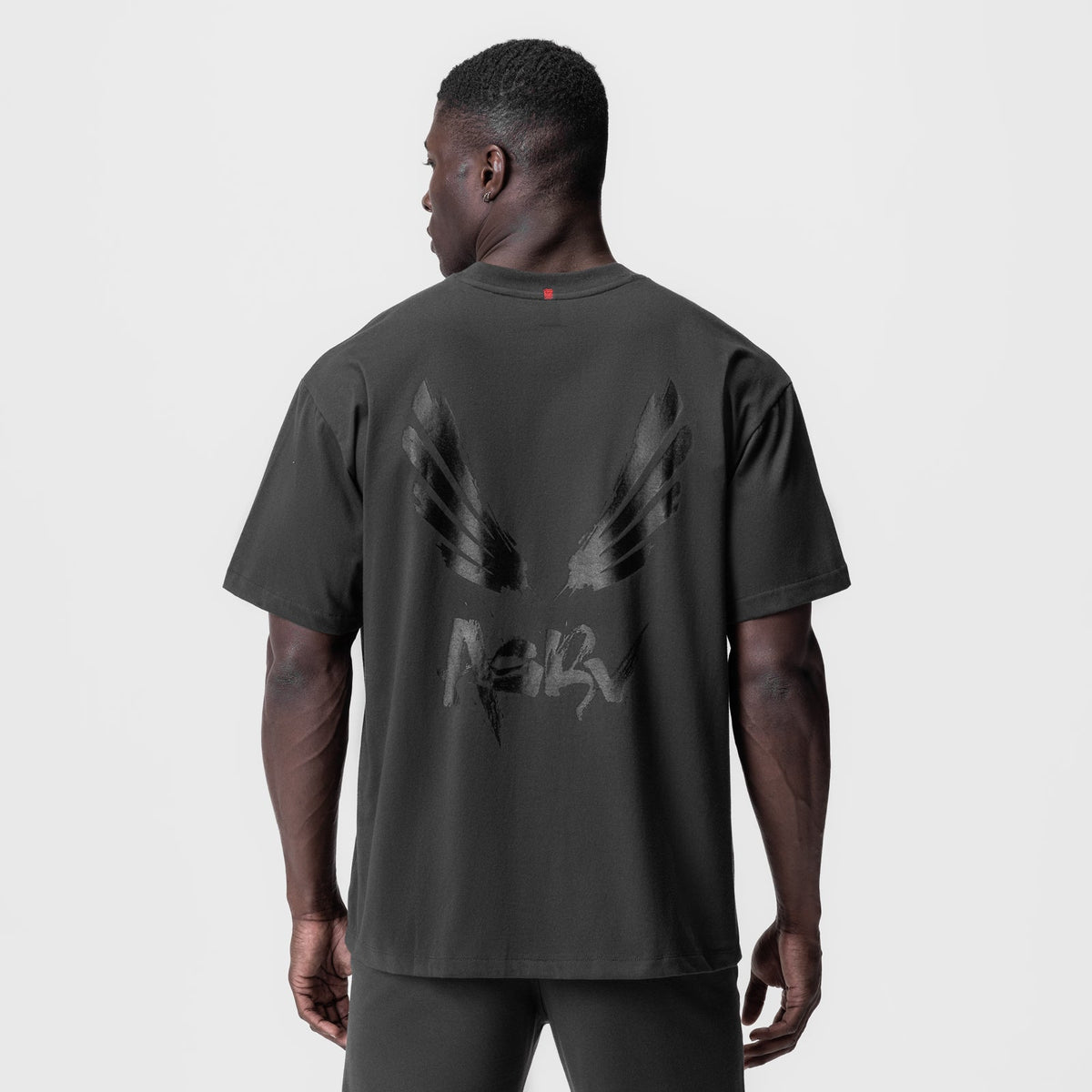0797. Tech Essential™ Relaxed Tee - Space Grey/Black "Brush Wings/ASRV | ASRV