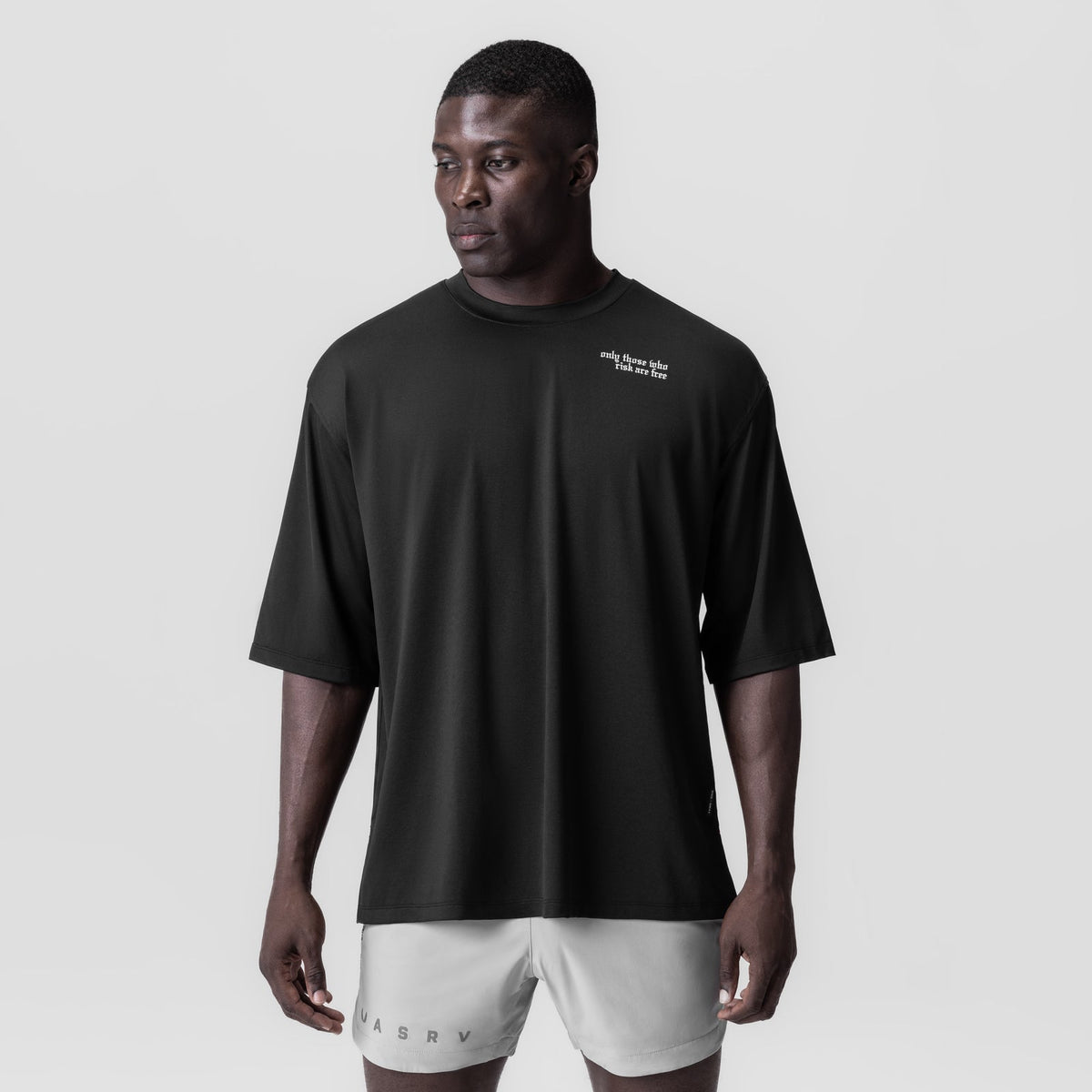 0841. 3D-Lite® 2.0 Lycra® 3/4-Sleeve Oversized Tee - Black "Brush Wing | ASRV
