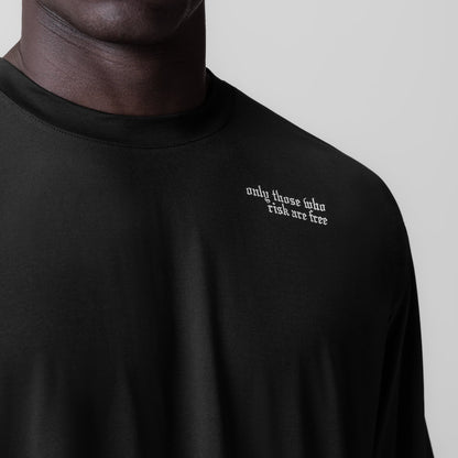0841. 3D-Lite® 2.0 Lycra® 3/4-Sleeve Oversized Tee - Black "Brush Wing | ASRV
