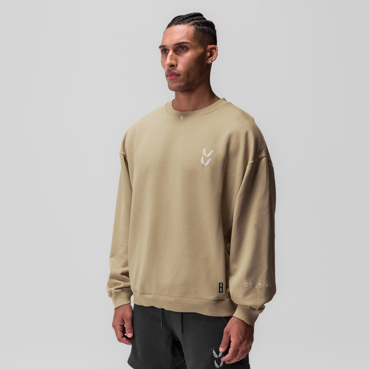 0861. Tech Essential™ Distressed Crewneck - Khaki | ASRV
