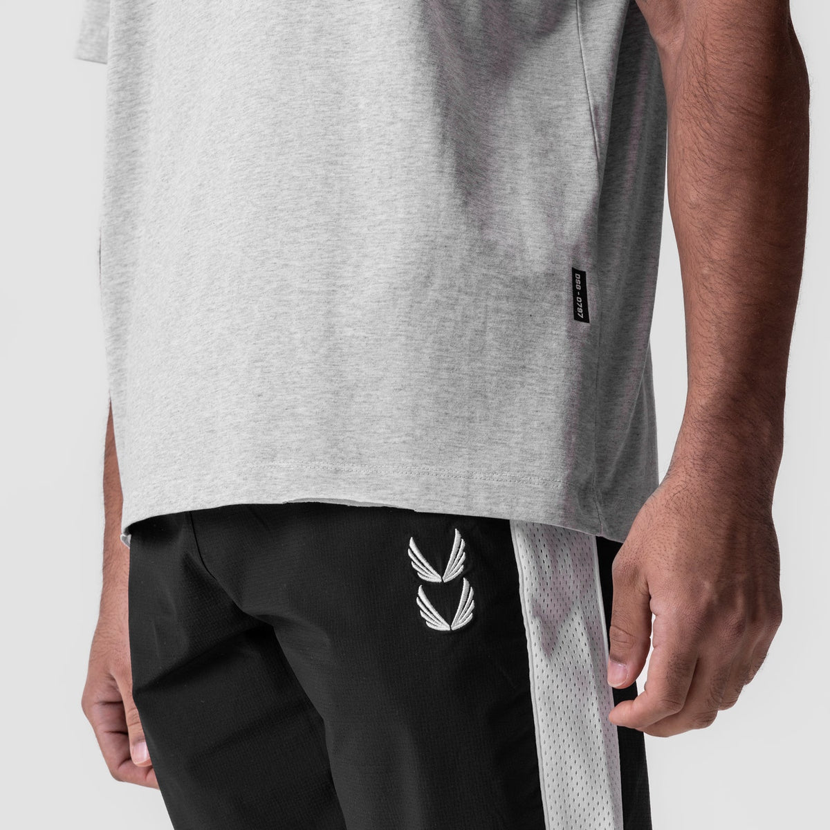 0797. Tech Essential™ Relaxed Tee - Heather Grey "Space Bracket" | ASRV