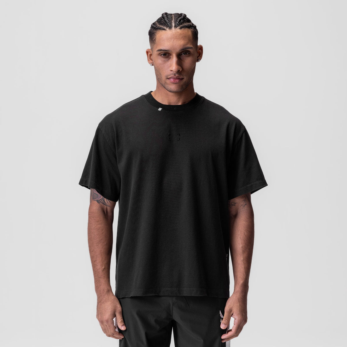 0797. Tech Essential™ Relaxed Tee - Black "Space Bracket" | ASRV