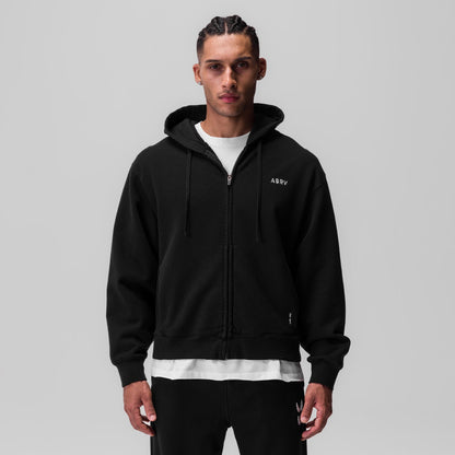 0843. Tech Essential™ Distressed Full Zip Hoodie - Black | ASRV