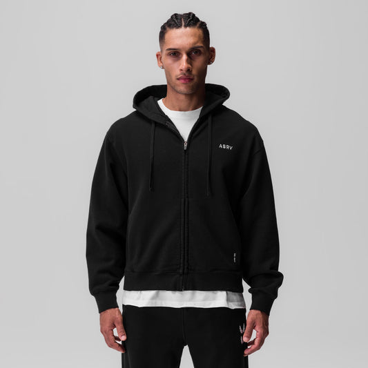 0843. Tech Essential™ Distressed Full Zip Hoodie - Black | ASRV