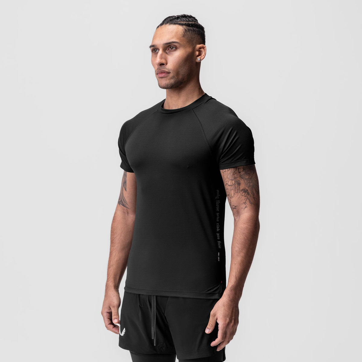 0918. AeroSilver® Fitted Tee - Black "OTWR" | ASRV