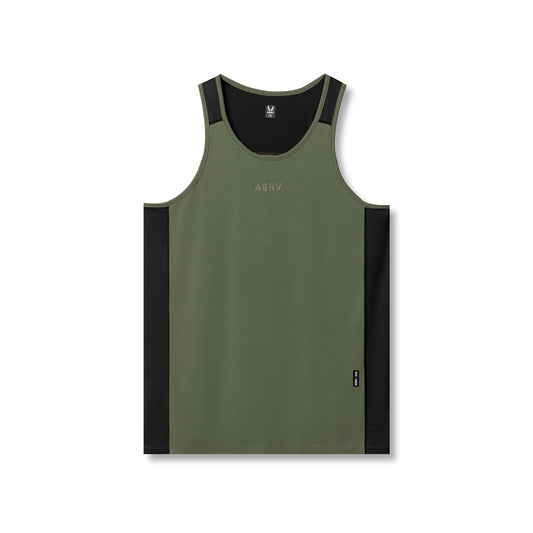0809. Supima® Mesh Panel Training Singlet - Olive | ASRV