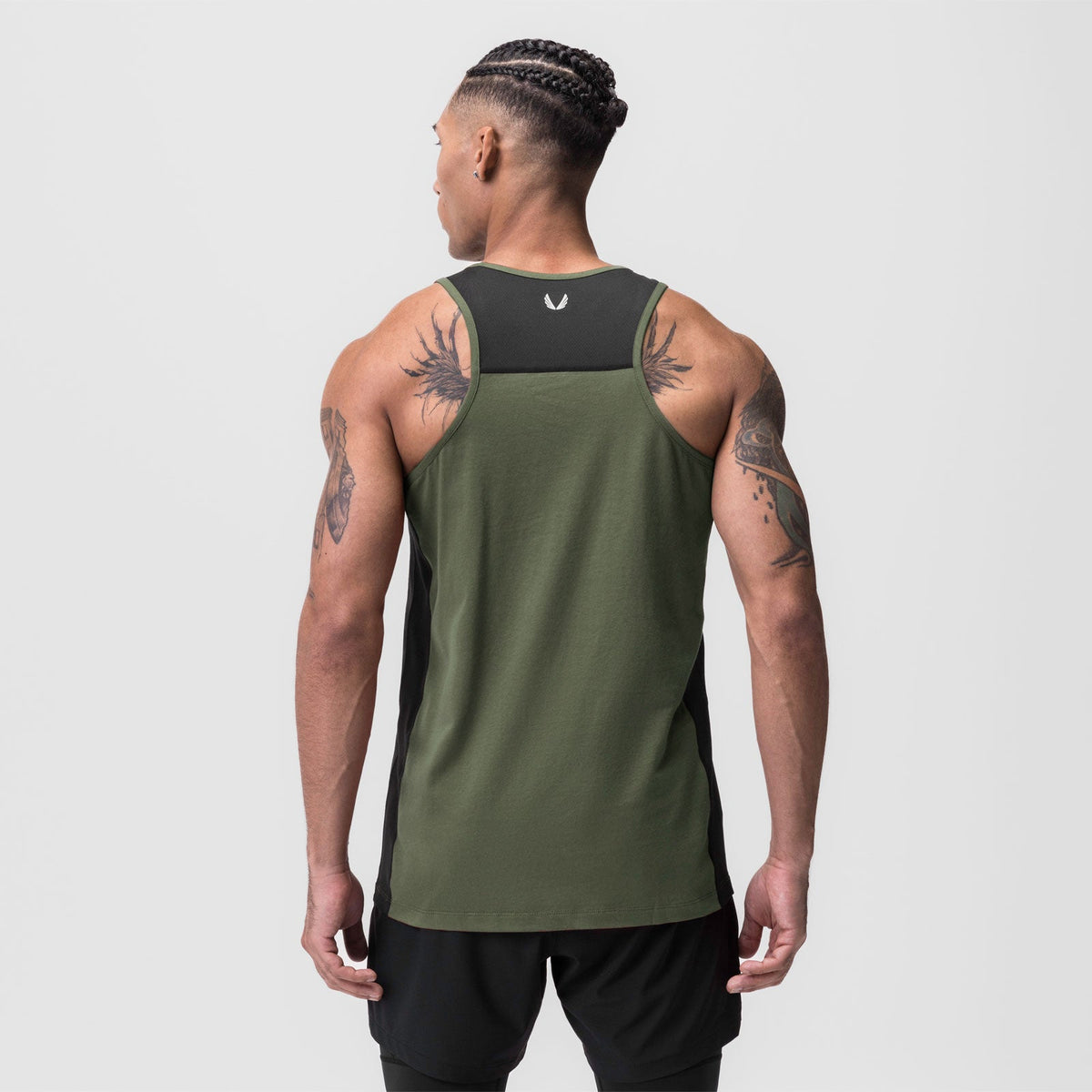 0809. Supima® Mesh Panel Training Singlet - Olive | ASRV