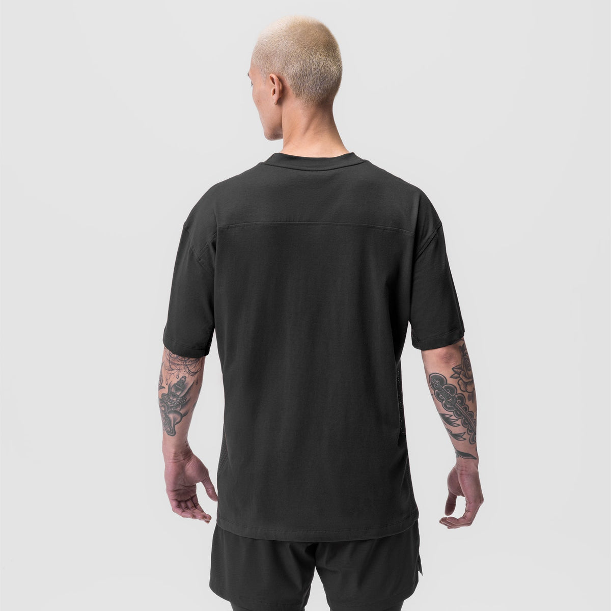 0779. Supima® Mesh Panel Oversized Tee - Dusk Black | ASRV