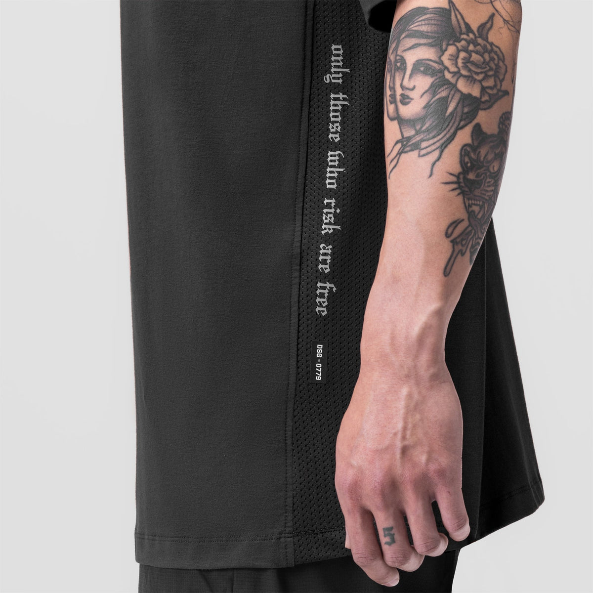 0779. Supima® Mesh Panel Oversized Tee - Dusk Black | ASRV