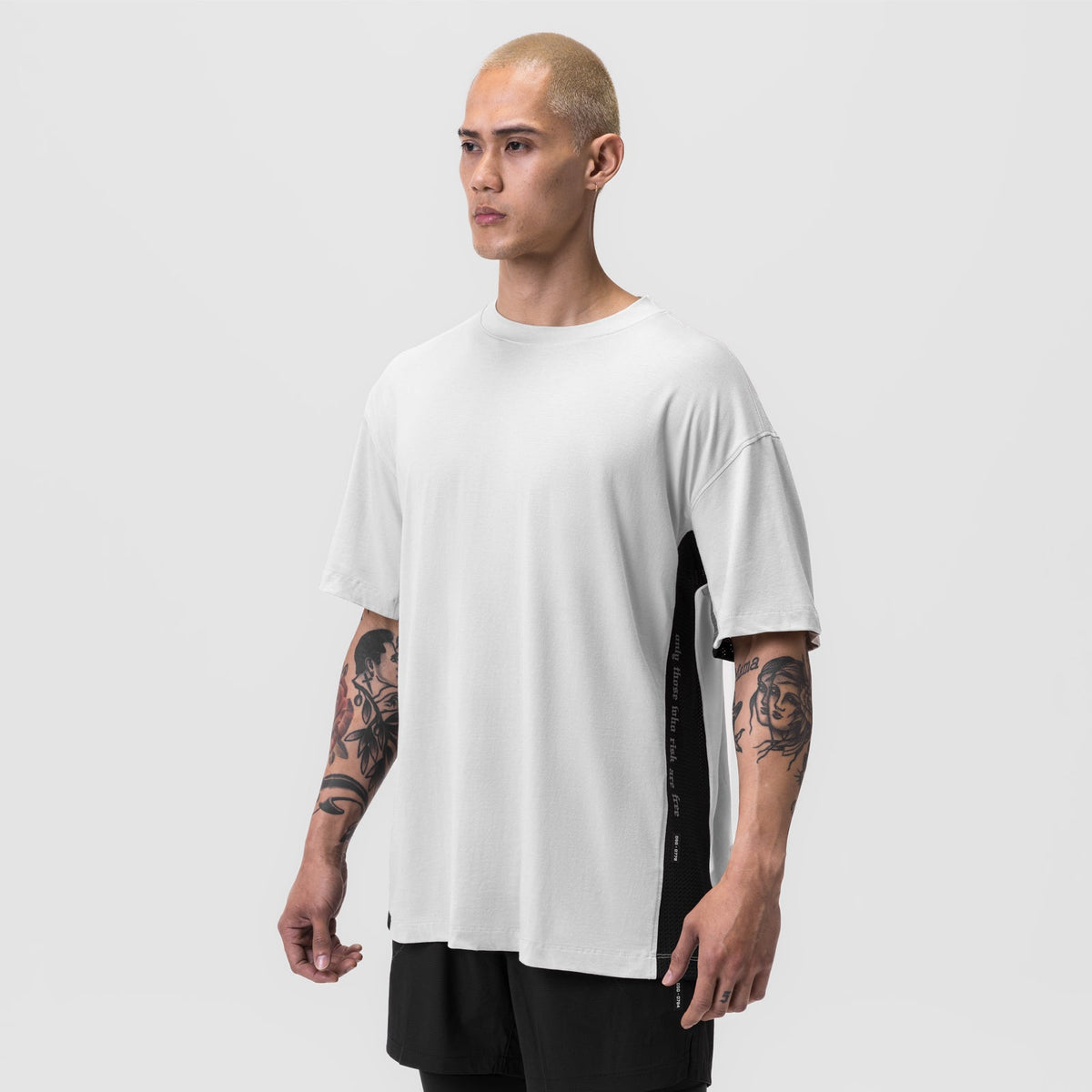 0779. Supima® Mesh Panel Oversized Tee - White | ASRV