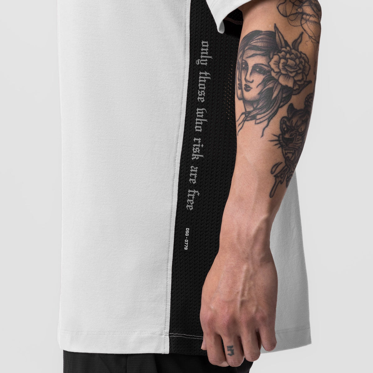0779. Supima® Mesh Panel Oversized Tee - White | ASRV