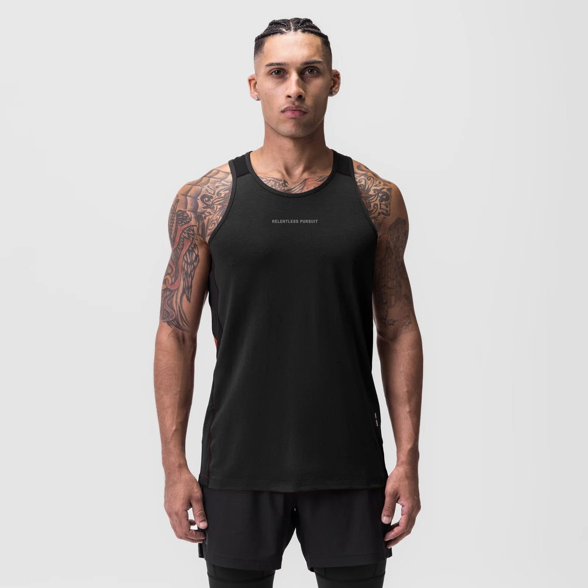 0809. Supima® Mesh Panel Training Singlet - Black "RP" | ASRV