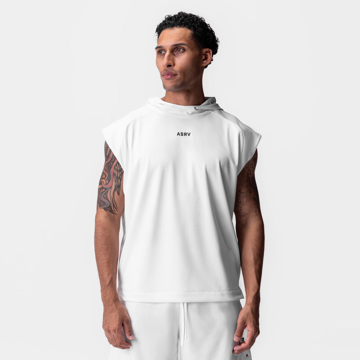 0983. Reversible 2-in-1 Cutoff Hoodie - White | ASRV