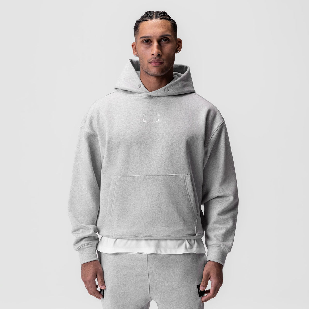 0648. Tech-Terry™ Hoodie - Heather Grey "Space Bracket" | ASRV