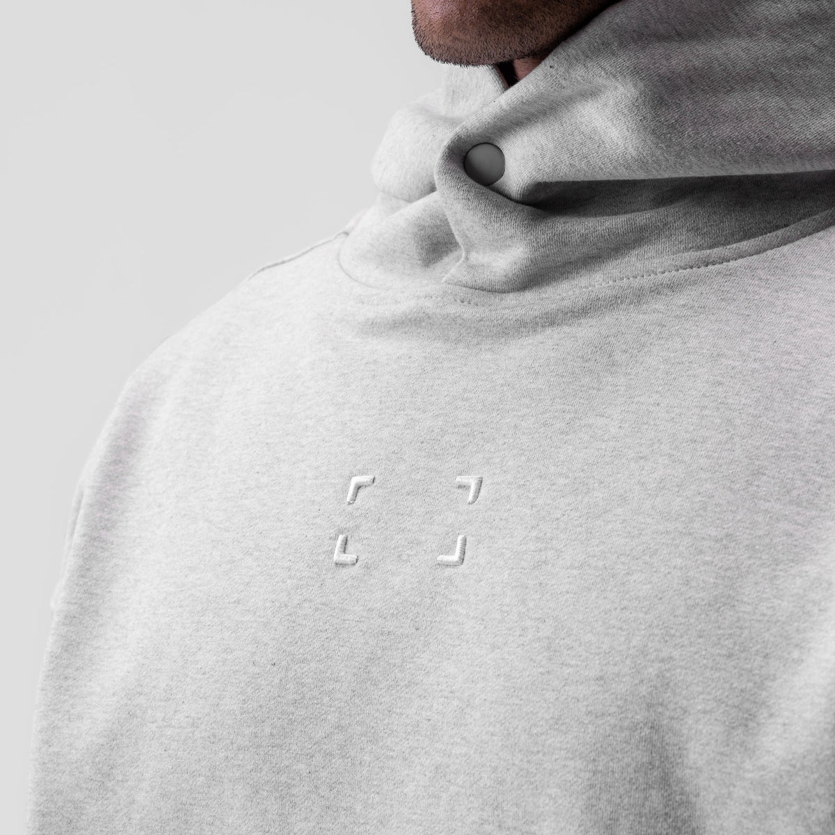 0648. Tech-Terry™ Hoodie - Heather Grey "Space Bracket" | ASRV