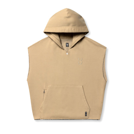 0844. Tech Essential™ Raw Hem Cutoff Hoodie - Khaki | ASRV